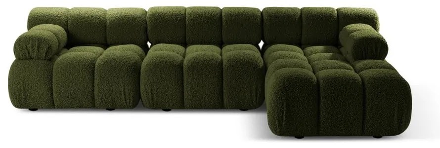 Zielony narożnik modułowy z materiału bouclé (prawostronny) Bellis – Micadoni Home