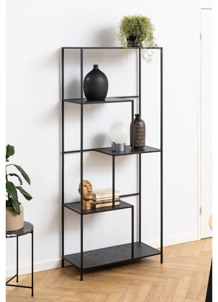 Regał w dekorze marmuru w kolorze matowej czerni 72x114x32 cm Infinity – Actona
