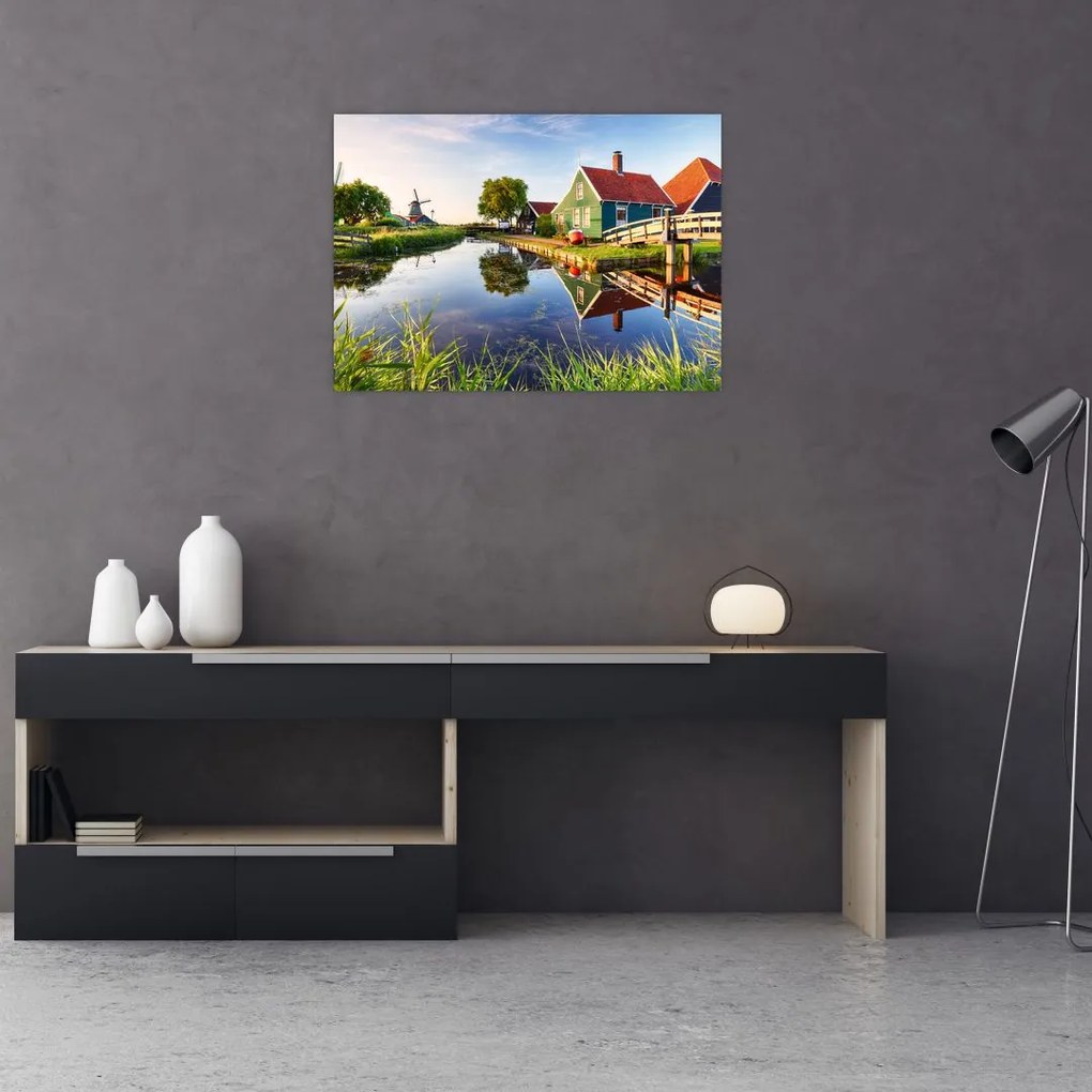 Obraz na szkle holenderskich młynów (70x50 cm)