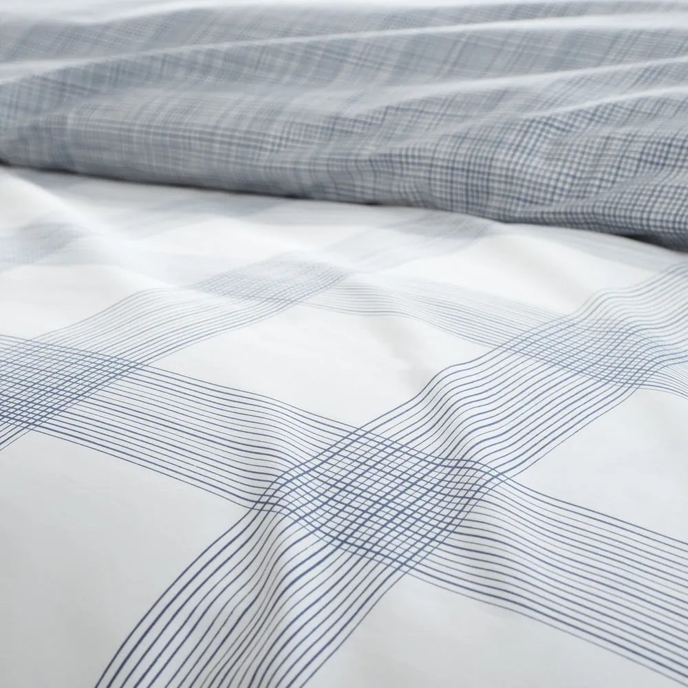 Biało-niebieska bawełniana pościel dwuosobowa 260x220 cm Marlow Check – Bianca