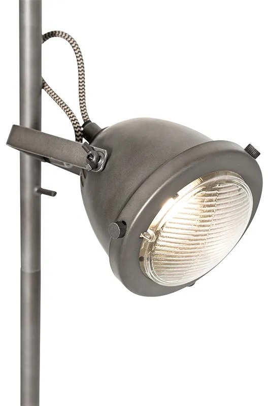 Industrialna lampa podłogowa stalowa z drewnem 2-światła - EmadoPrzemysłowy Oswietlenie wewnetrzne