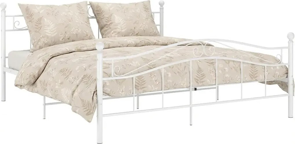 Białe metalowe łóżko z zagłówkiem 160x200 cm S0-G66