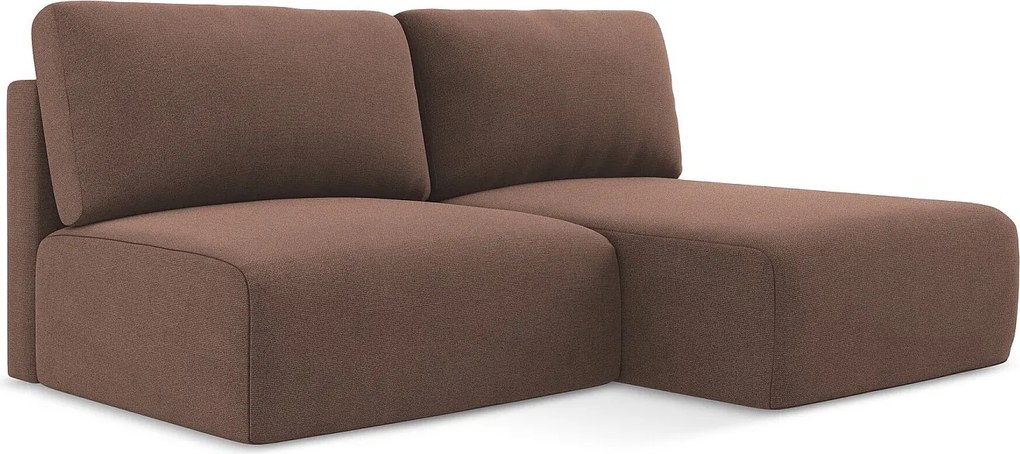 Otwarty Prawy narożnik z funkcją spania - z tkaniny strukturalnej - pudrowy róż - KONA