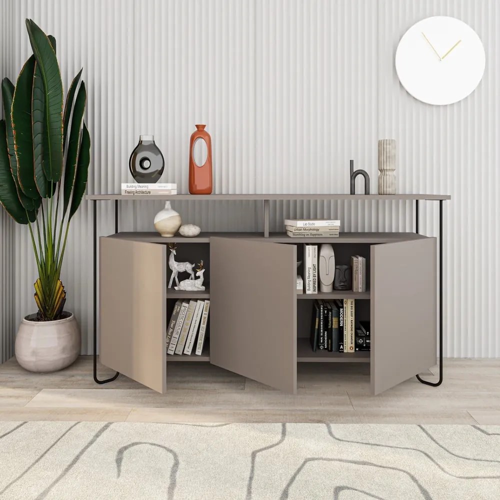 Szarobeżowa niska komoda 130x80 cm Dilly – Marckeric
