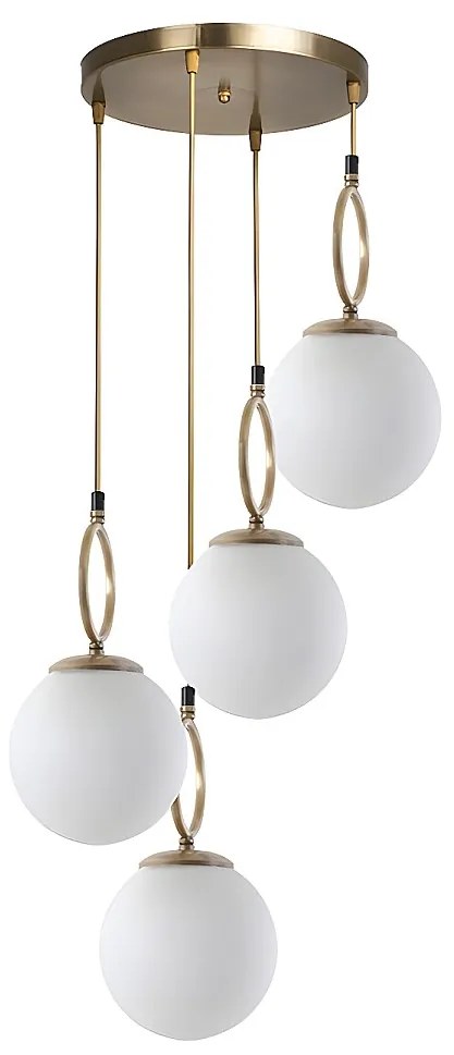 Lampa wisząca z metalu z 4 kloszami – 30 × 70 cm (śr. ×  wys.) – kolor biały i miedziany -ASROUN
