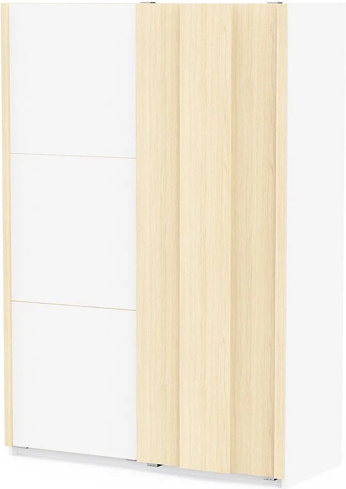 Szafa z 2 drzwiami przesuwnymi, wykończenie w kolorze białym i dębowym, szerokość 140,1 cm - HEVA