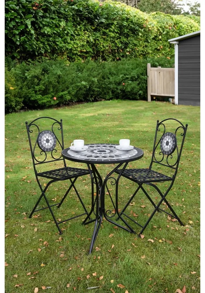 Czarny metalowy zestaw mebli ogrodowych dla 2 osób Jalua – Garden Pleasure
