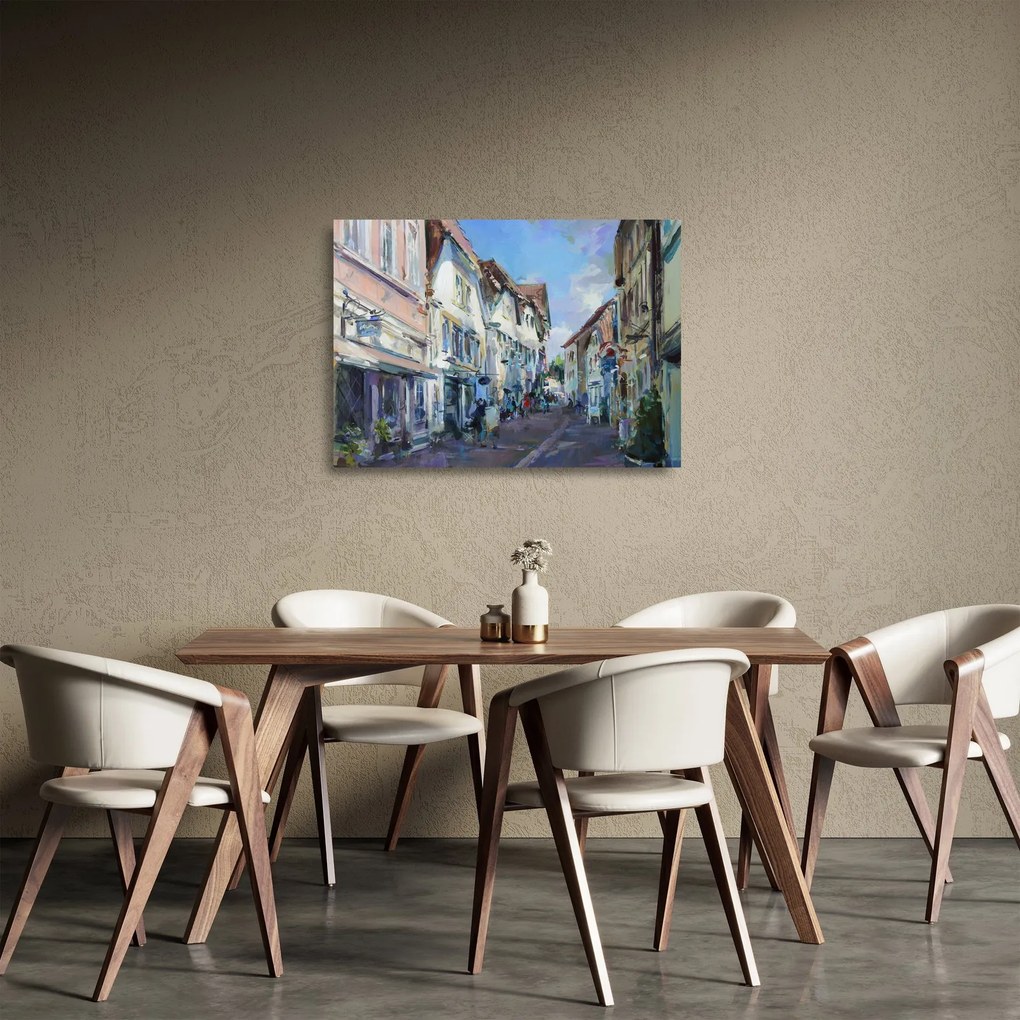 Obraz na szkle - Aleja starego miasta, malarstwo akrylowe (70x50 cm)
