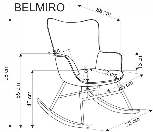 Zielony fotel bujany BELMIRO