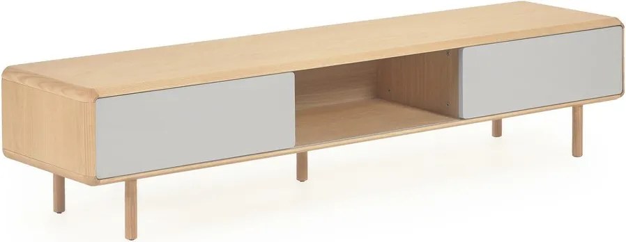 Szaro-naturalna szafka pod TV w dekorze jesionu 180x41x42 cm Anielle – Kave Home