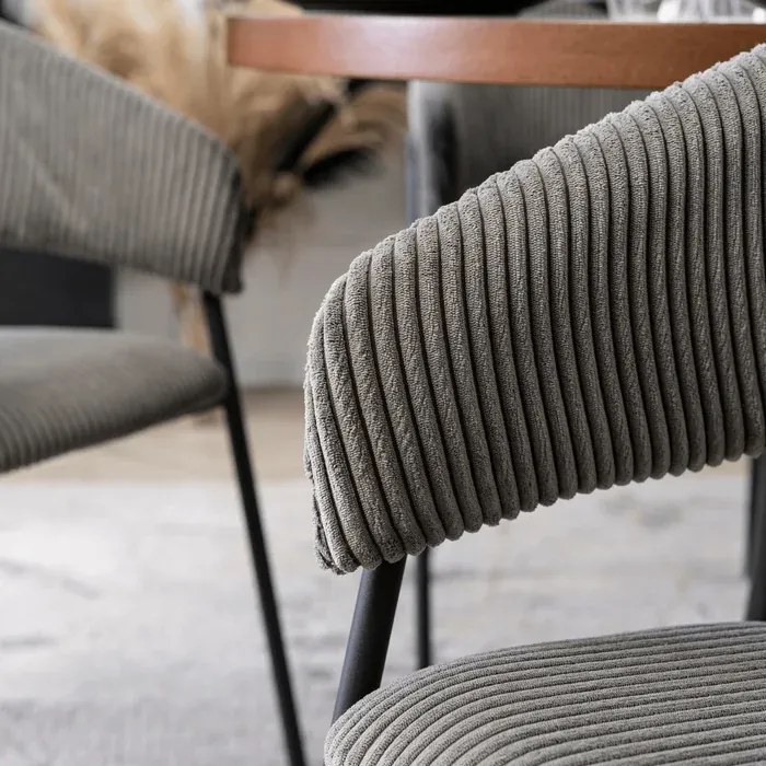 Krzesło Tapicerowane TINKA Szare Sztruksowe Nowoczesne Loft