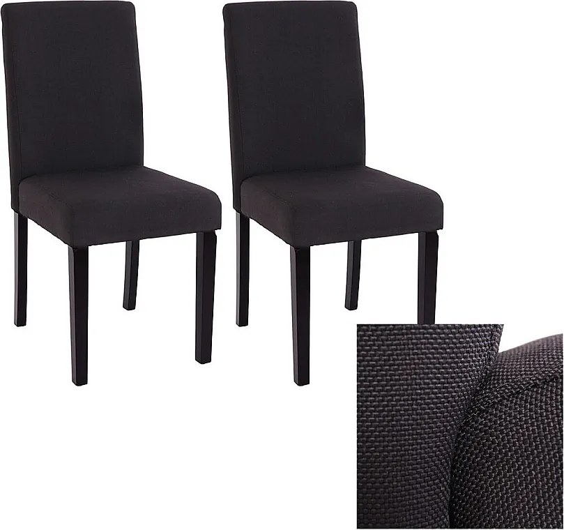 Krzesło do jadalni Littau (zestaw 2 sztuk),  tekstylny, czarny, ciemne nogi