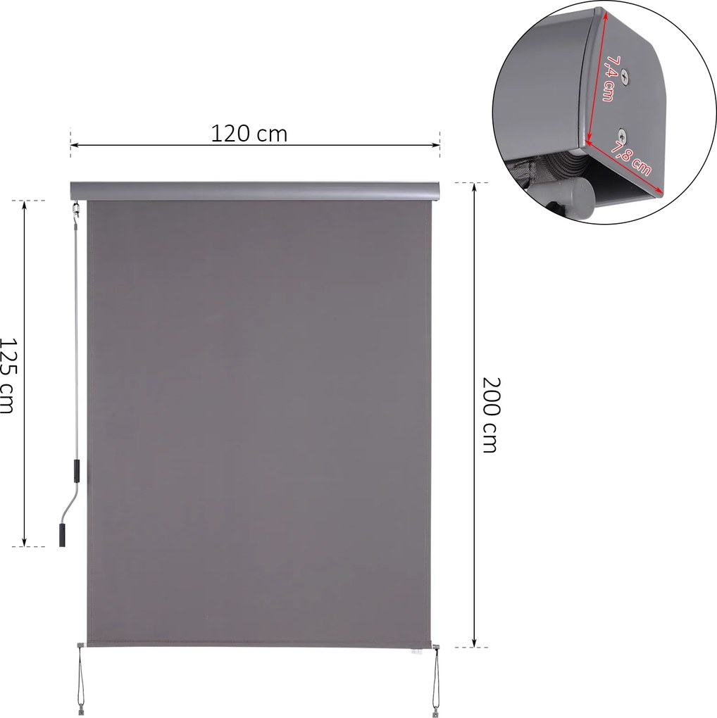 Markiza Pionowa Outsunny z Ochroną przed Słońcem i Wiatrem, Szara