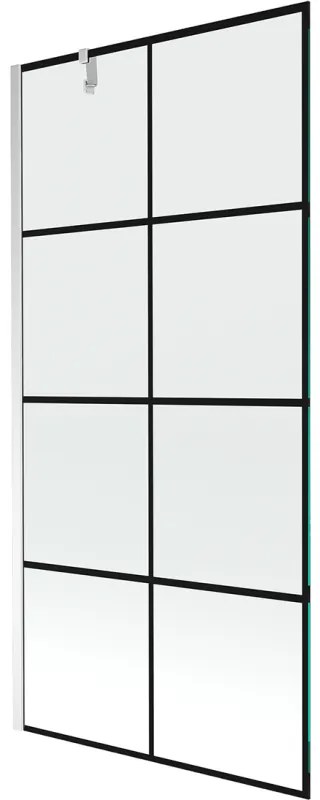 Mexen Next parawan nawannowy 1-skrzydłowy 90 x 150 cm, czarna kratka, chrom - 895-090-000-00-77-01