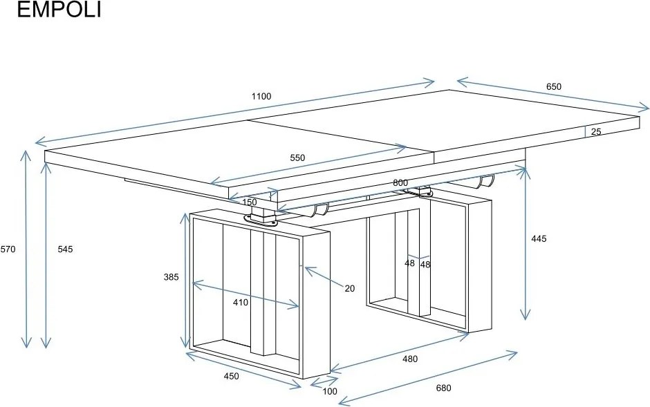Ławostół z podnoszonym i rozkładanym blatem Empoli kaszmir