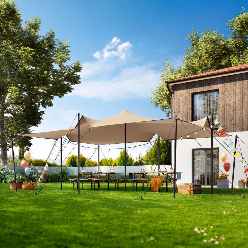 TOOLPORT Namiot Stretch 4,5 x 6 m, w zestawie ze słupami stalowymi, kolor: piaskowy - (1700)