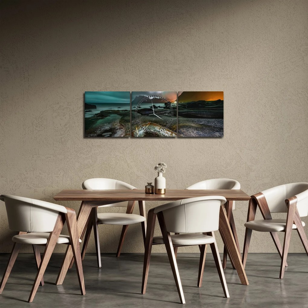 Obraz - Scena nocna (z zegarem) (90x30 cm)