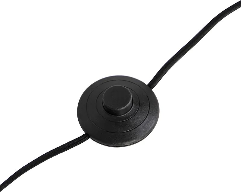 Nowoczesna lampa podłogowa czarna z beżowym abażurem bouclé 50cm - Simplo