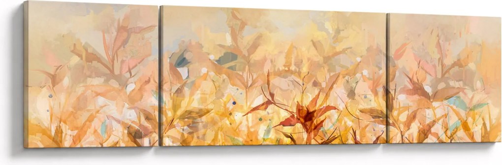 Obraz - Liście w jesiennych kolorach, obraz olejny (170x50 cm)