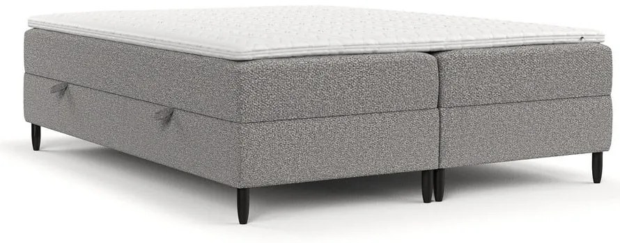 Szare łóżko boxspring ze schowkiem 200x200 cm Malte – Maison de Rêve