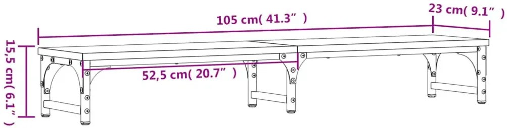 Podstawka pod monitor z metalowym stelażem wędzony dąb C3-S16