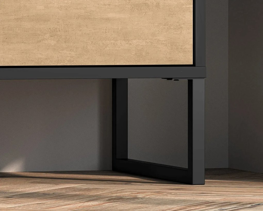 Regał niski COLIN 04 dąb złoty craft/czarny ML MEBLE