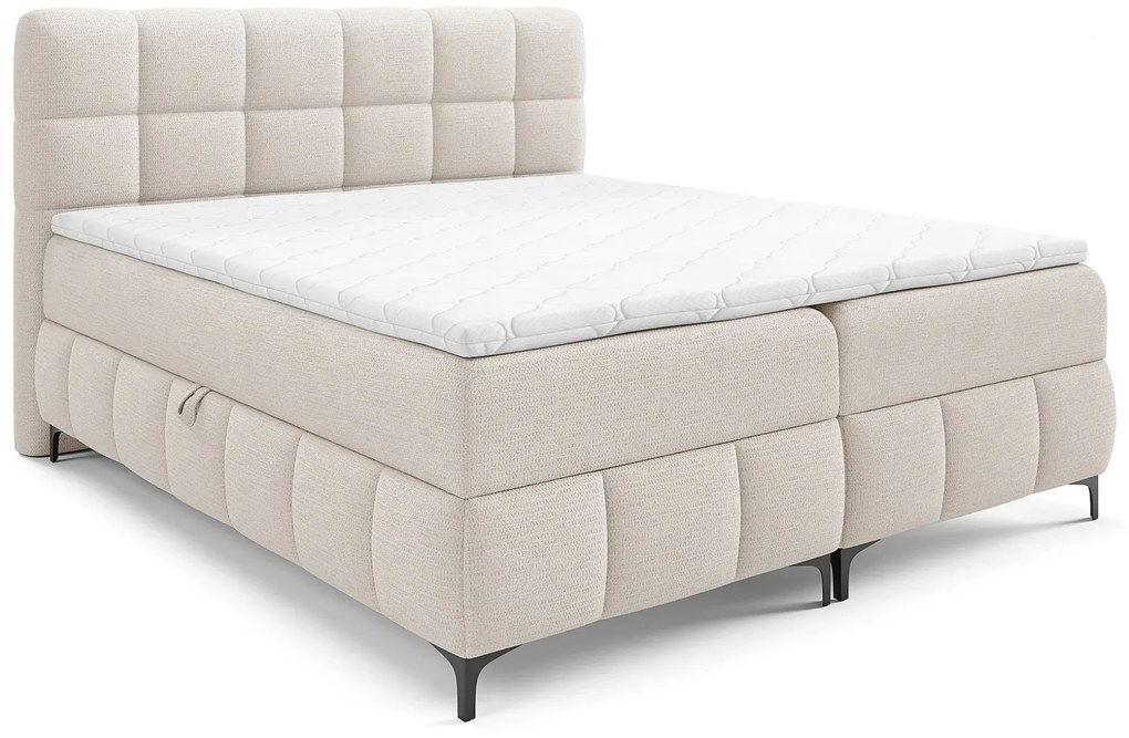 Kremowe pikowane łóżko kontynentalne 5 rozmiarów B8-L09