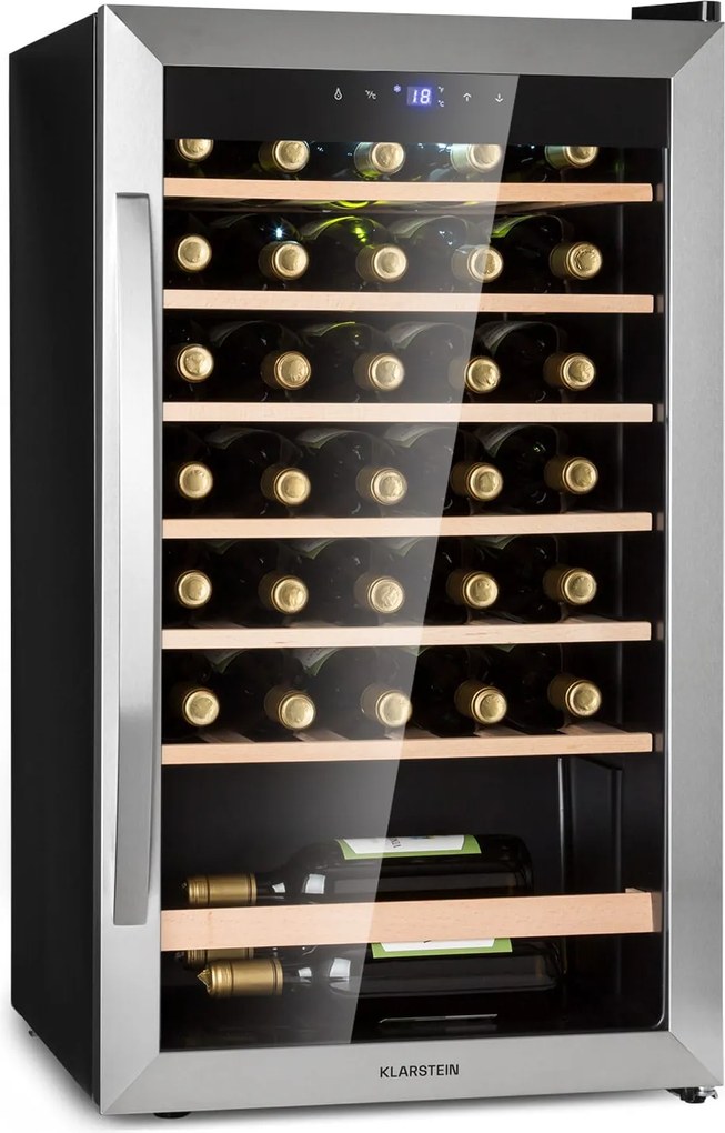 Klarstein Vinamour 48cm 36 Butelek Winiarka Wolnostojąca Srebrny