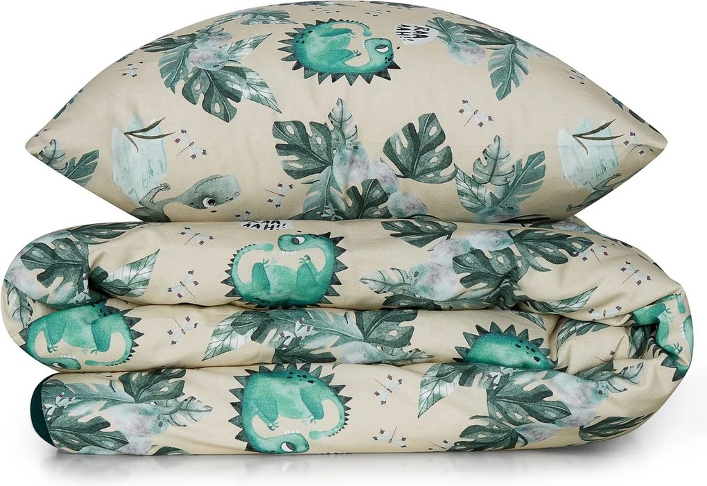 Zielona pościel dla dzieci w dinozaury 150x200cm