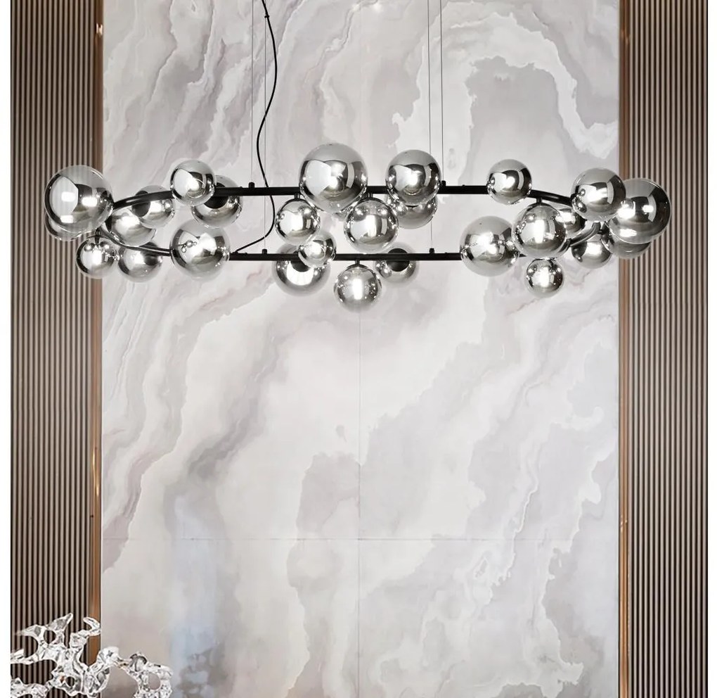 Ideal Lux - LED Żyrandol na lince PERLAGE 30xG9/3W/230V 143 cm czarny/dym