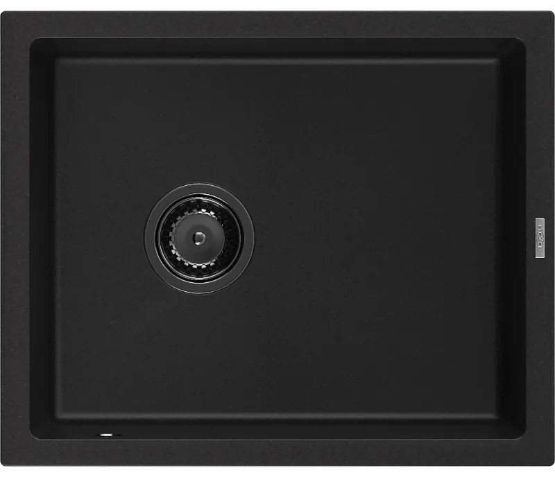 Mexen Pedro zlewozmywak granitowy 1-komorowy 560 x 460 mm, czarny, syfon czarny - 6508561000-77-B