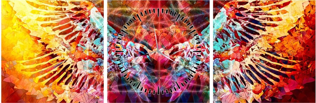 Obraz - Merkaba ze skrzydłami, abstrakcja (z zegarem) (90x30 cm)