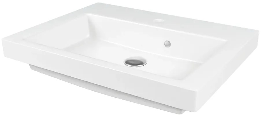 Szafka wisząca w kolorze naturalnego drewna z białą umywalką 60 x 46 cm ASTROS Light Oak