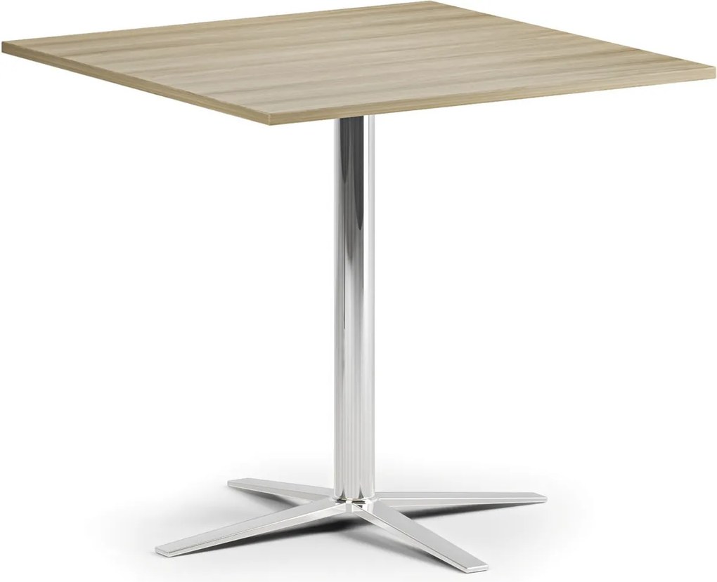 Stolik kawowy AURA, 60x60 cm, chrom podstawa, dąb naturalny