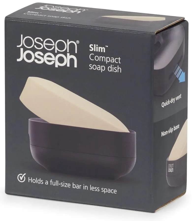 Czarna plastikowa mydelniczka Slim – Joseph Joseph