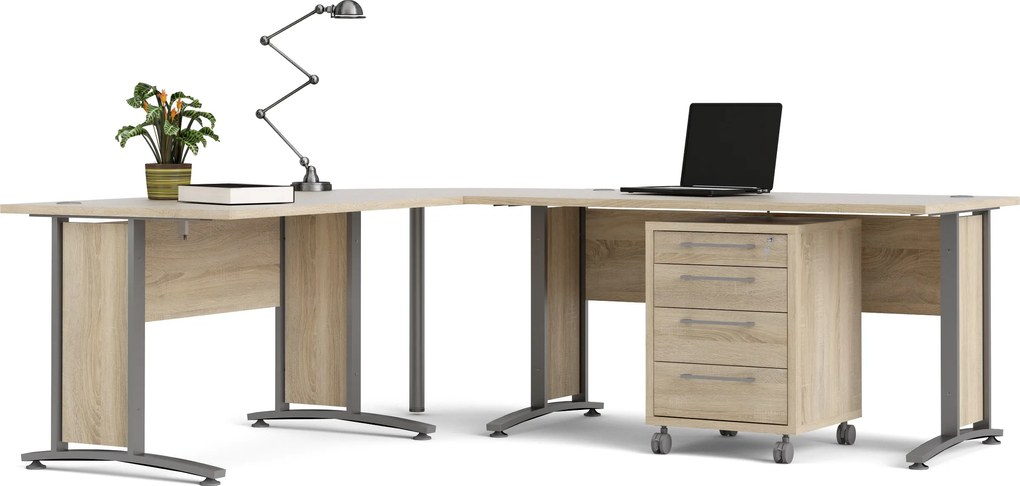 Biurko narożne Prima dąb sonoma 200x200 szare nogi