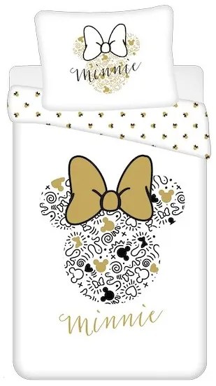 PrzytulneMieszkanie.pl PrzytulneMieszkanie.pl Dziecięca pościel MINNIE GOLD biała Rozmiar pościeli: 70 x 90 cm | 140 x 200 cm