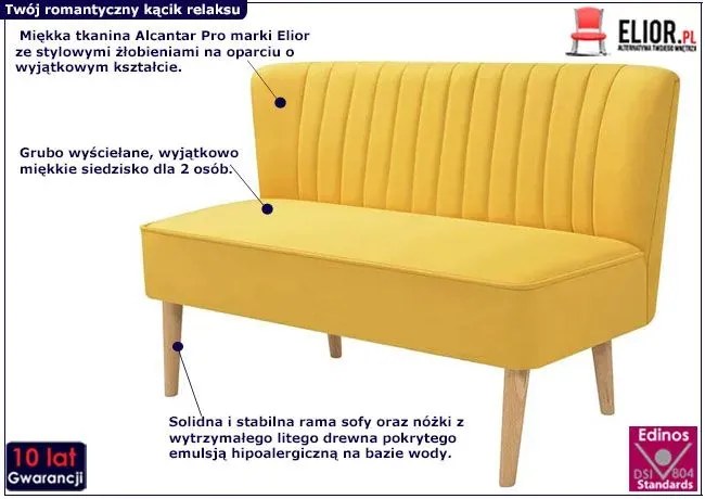 Romantyczna sofa Lernes - żółta