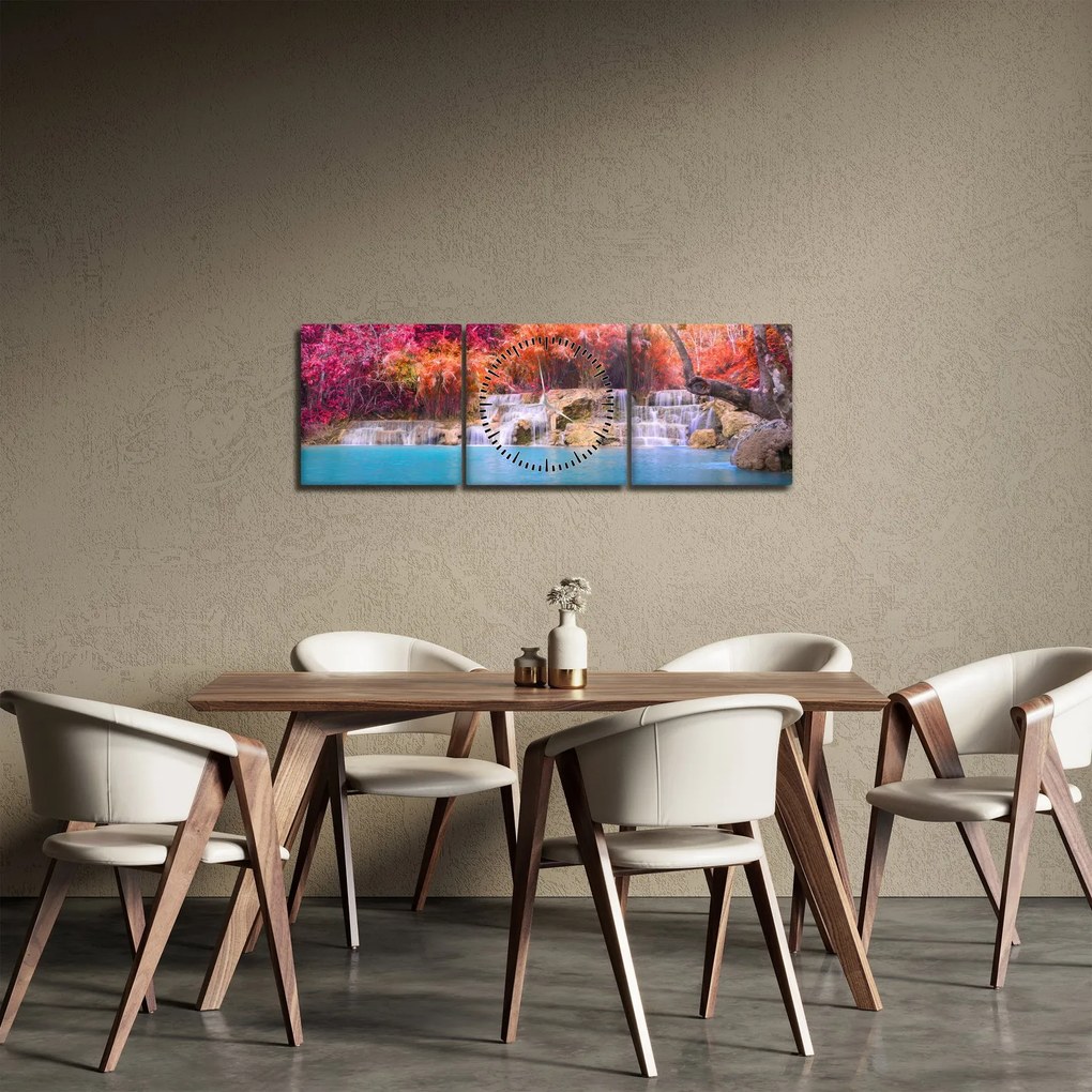 Obraz turkusowej laguny, Laos, Tat Kuang Si (z zegarem) (90x30 cm)