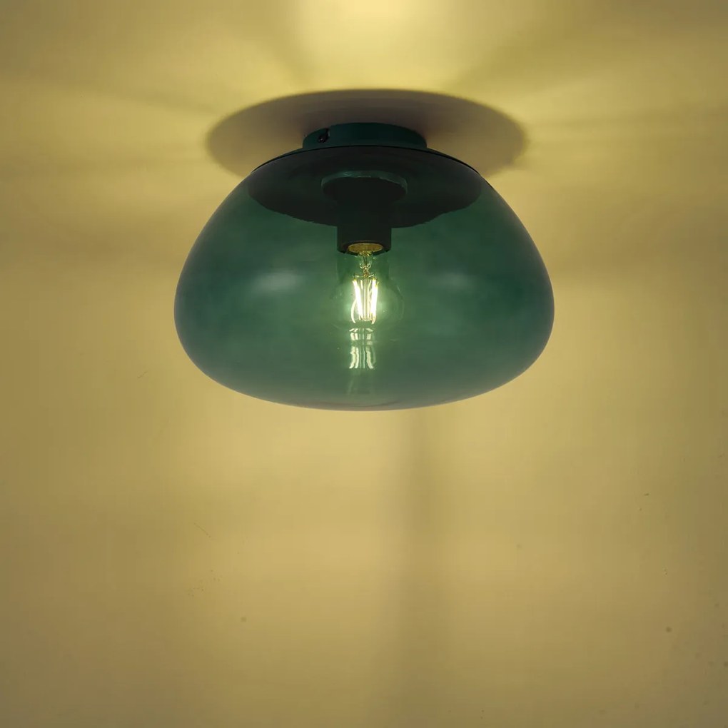 Designerska lampa sufitowa zielona z zielonym szkłem - Giselle