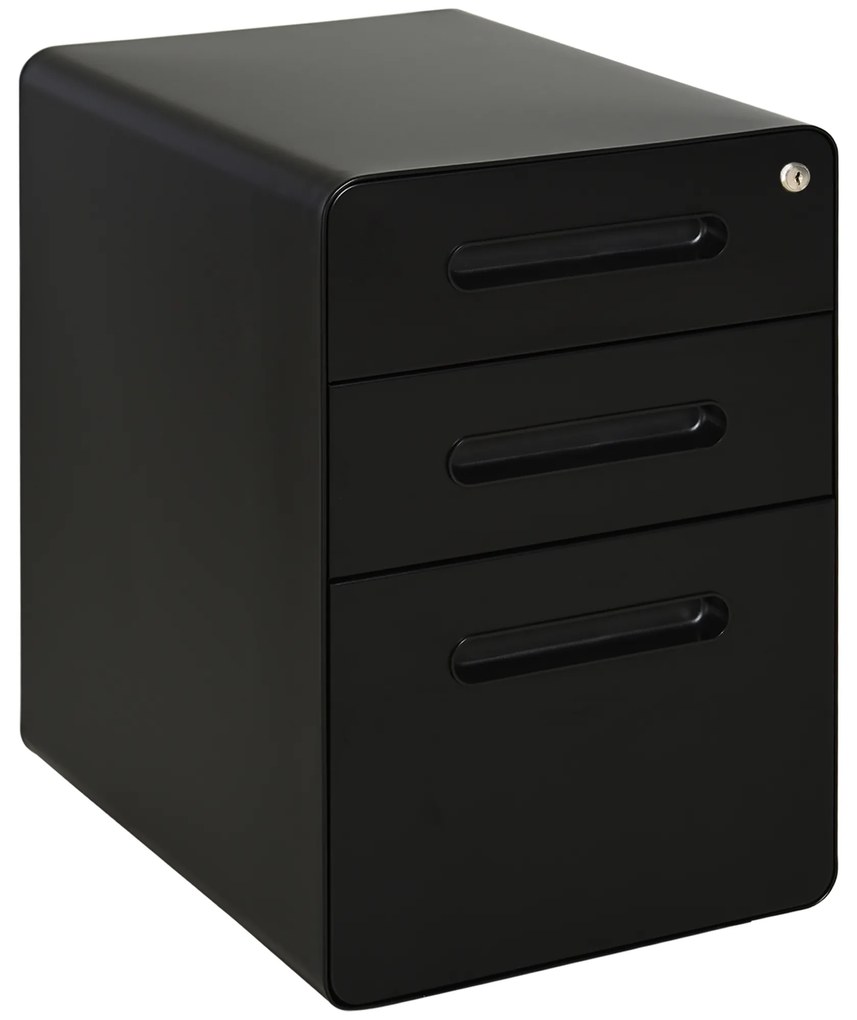 Vinsetto kontener na kółkach szafka na dokumenty z 3 szufladami pojemnik biurowy stal czarny