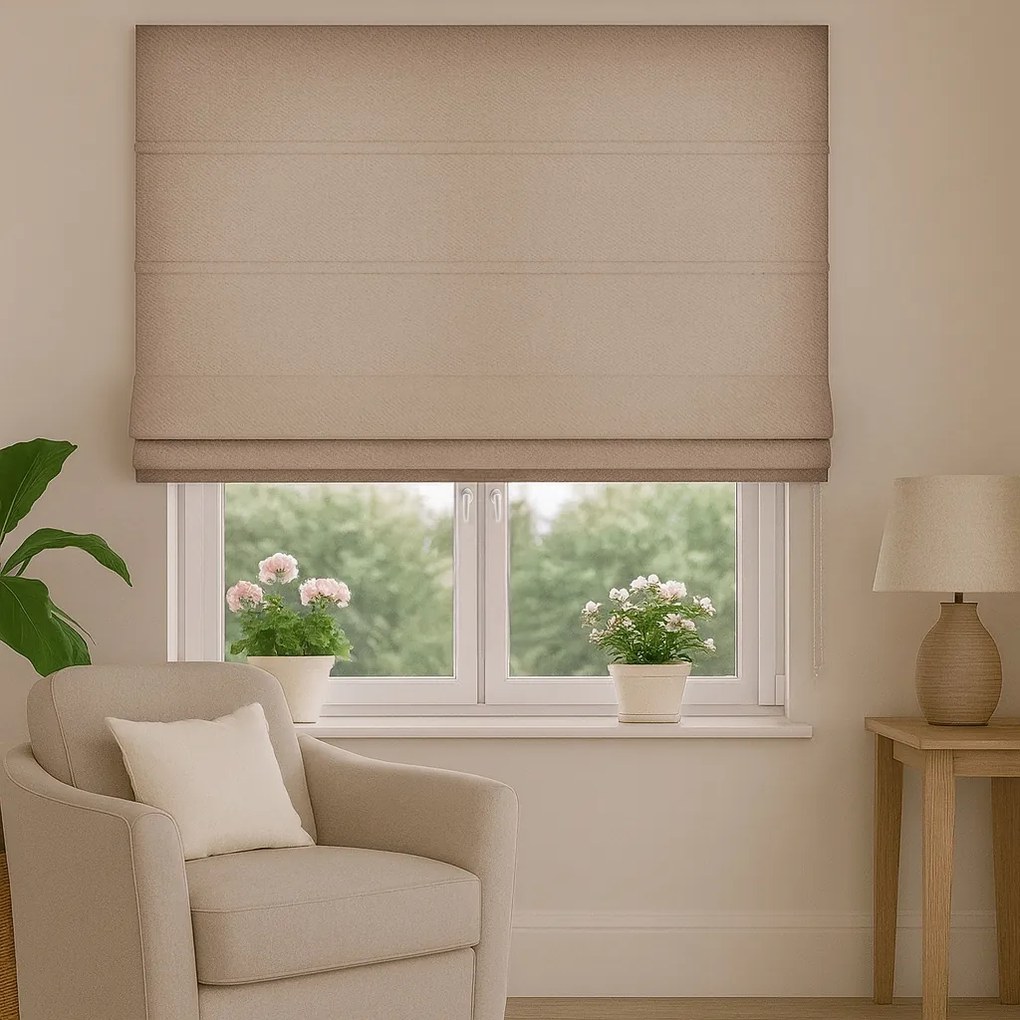Roleta rzymska na wymiar Enjoy ciemnobeżowa miękka gruba - do 140 cm