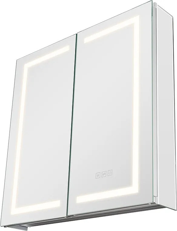 Szafka Ścienna do Łazienki SucceBuy Szafka Łazienkowa z Lustrem HD i 3-Kolorową Diodą LED o Zmiennej Intensywności, Regulowaną Półką, 65 x 65 cm