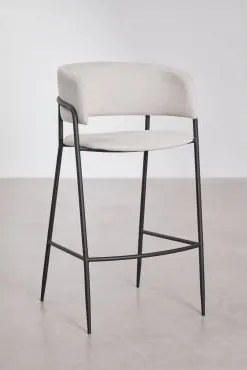 Zestaw 2 Tapicerowanych Wysokich Stołków Nalon Czarny & ↑75 Cm & Tkaniny Distressed White - Sklum