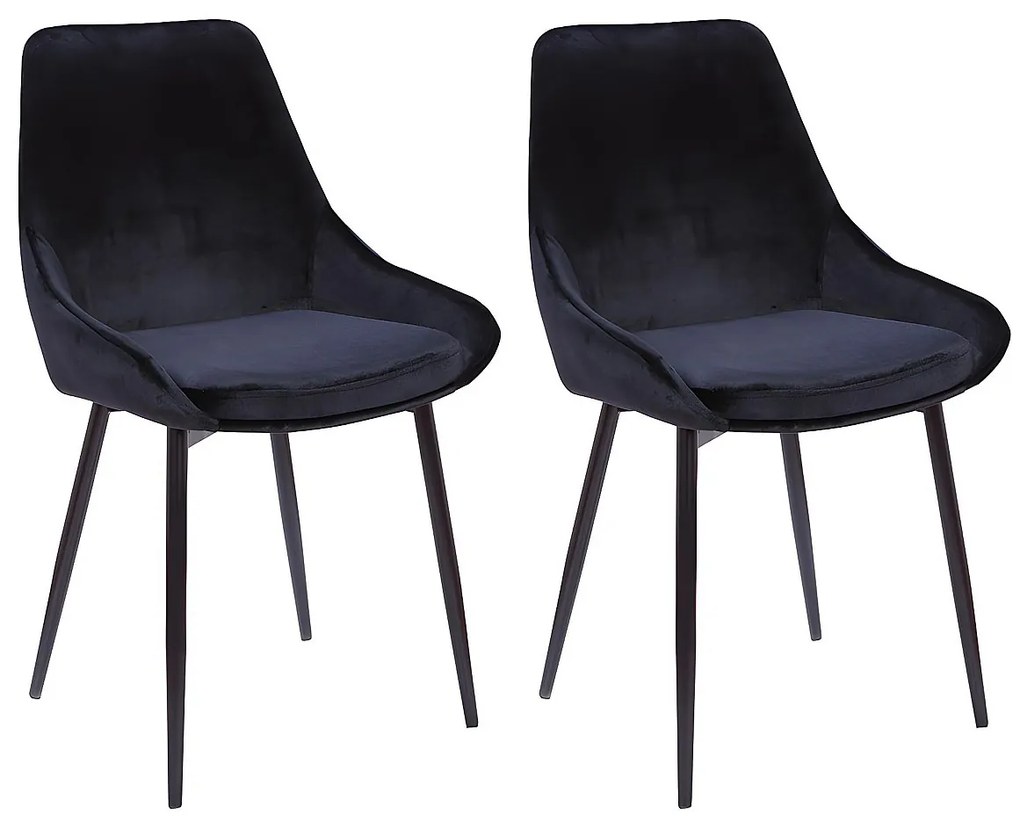 Zestaw 2 krzeseł MASURIE – Welur– Czarny