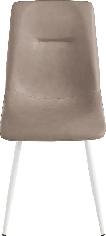 Komplet 2 krzeseł tapicerowanych "Zaren" ze skóry ekologicznej w kolorze gołębiej szarości z białą strukturą cm 45x59 90h