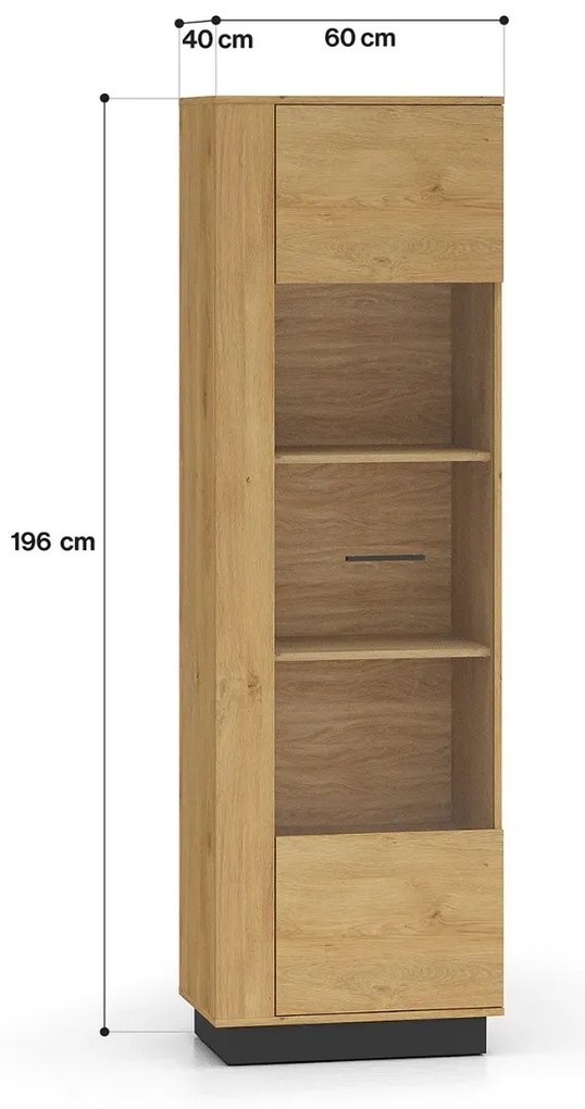 Witryna BRONX 1D 60cm dąb/czarna ML MEBLE
