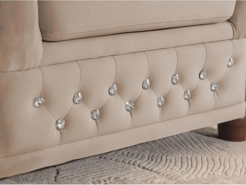 Beżowy aksamitny rozkładany narożnik (lewostronny/w kształcie litery L) York Blik – Ropez