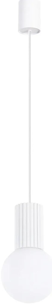 Lampa wisząca HALO 1 biała ryflowana SOLLUX  LIGHTING