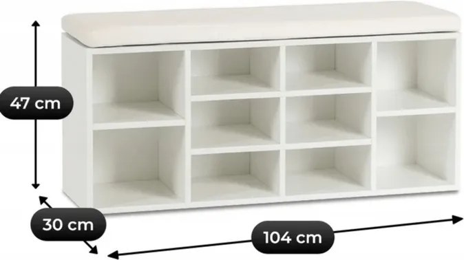 Szafka na Buty z Siedziskiem AXEL 104 cm do Przedpokoju Biała Nowoczesna